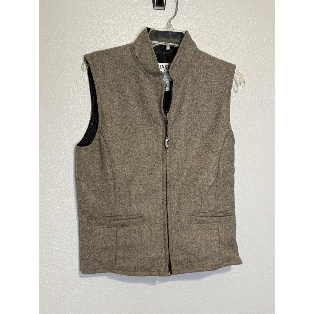 Schaefer Outfitter Vest Womens Medium Beige Wool Full Zip Western Riding USA 905